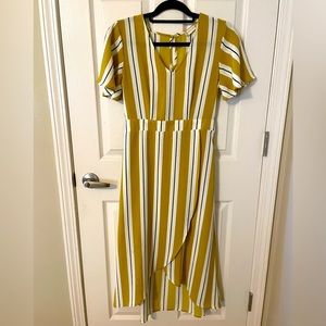 Yellow striped high-low dress